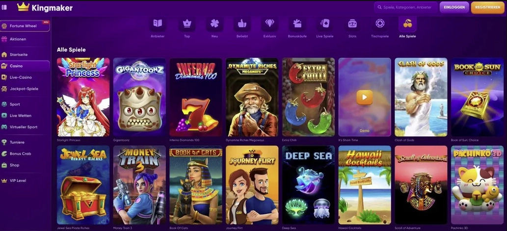 Kingmaker Casino Spiele